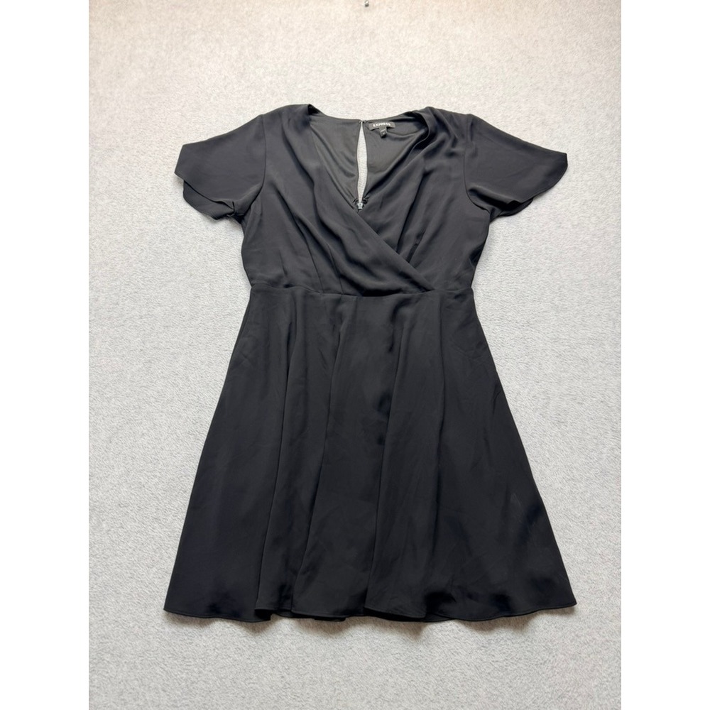 Express Womens Black Surplice V-Neck Keyhole Back Mini Dress Size 10